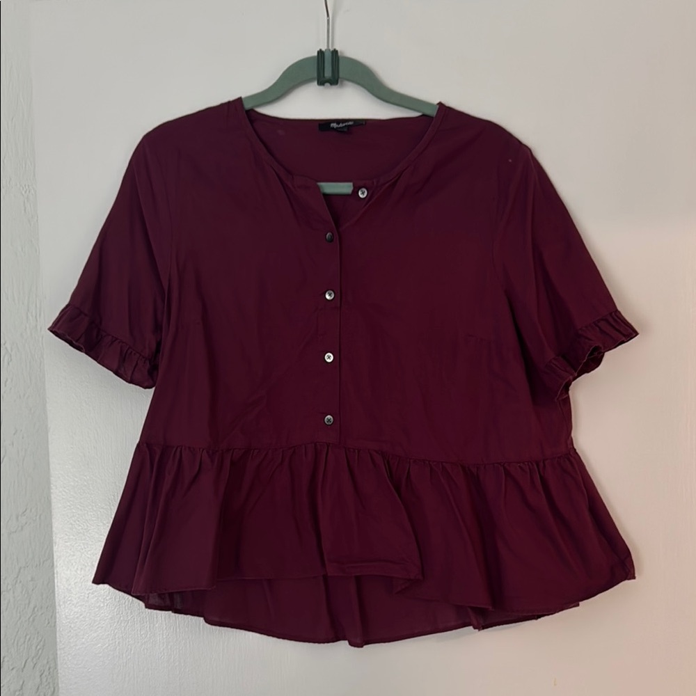 Madewell Burgundy Button-Down Blouse